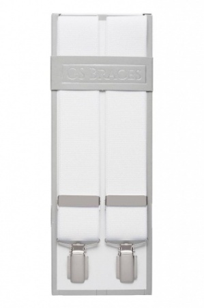 Outlet Non Pristine Plain White Trouser Braces